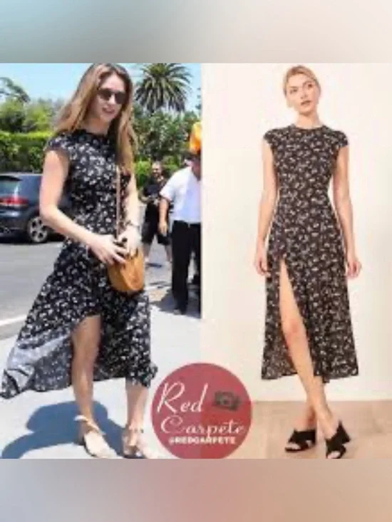 Reformation Gavin Dress Sasha Floral High Slit Cut Out Back Midi Black 4 - Picture 7 of 16